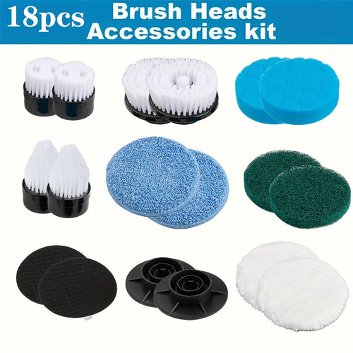 18PCS Replaceable Brush Heads Accessory Kit, Suitable for Electric Rotary Scrubbers, Cleaning Accessories, Cleaning Supplies